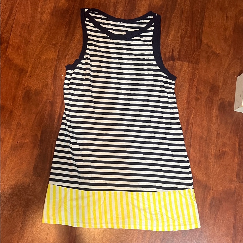 white, yellow, and navy kate spade size XL tank top dress